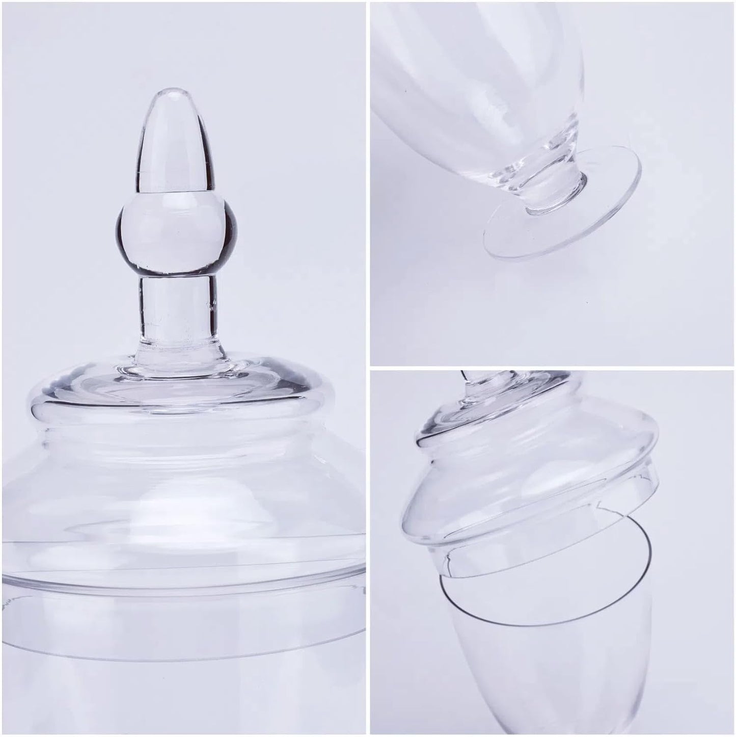 Glass Apothecary Jars with Lids, Small Storage Containers, Set of 3 Wide Mouth Storage Candy Jar Decorative Candy Buffet Organizer Canisters Elegant Kitchen