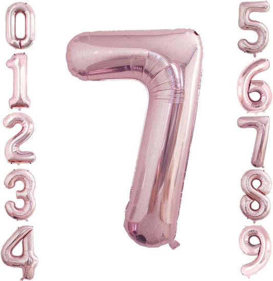 GOER Rose Gold Foil Balloons Number 7,Huge Number Balloons for 7th Birthday Party Supplies Anniversary Decorations(3 pcs,42 inch,32 inc,16inch)
