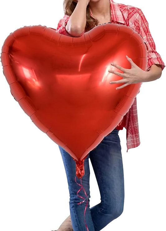 TONIFUL 6Pcs 32 Inch Red Heart Balloons Valentine’s Day Heart Shape Foil Mylar Balloons Decoration for Romantic Valentine's Day Wedding Bridal Shower Anniversary Engagement Party Supplies