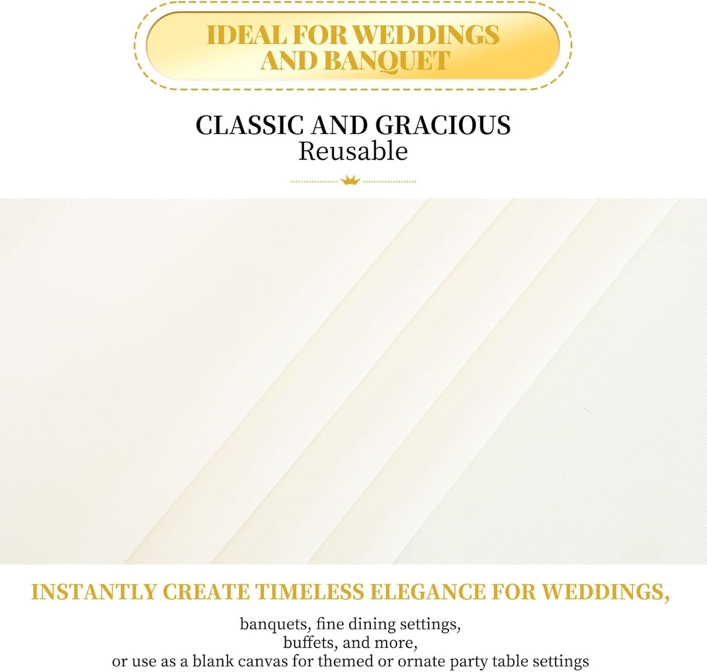 12 Pack 60 x 126 Inch Rectangle Tablecloth Ivory Polyester Tablecloth for 8 Ft Rectangle Tables, Washable Fabric Table Cloth for Wedding Dining Table Buffet Parties Camping