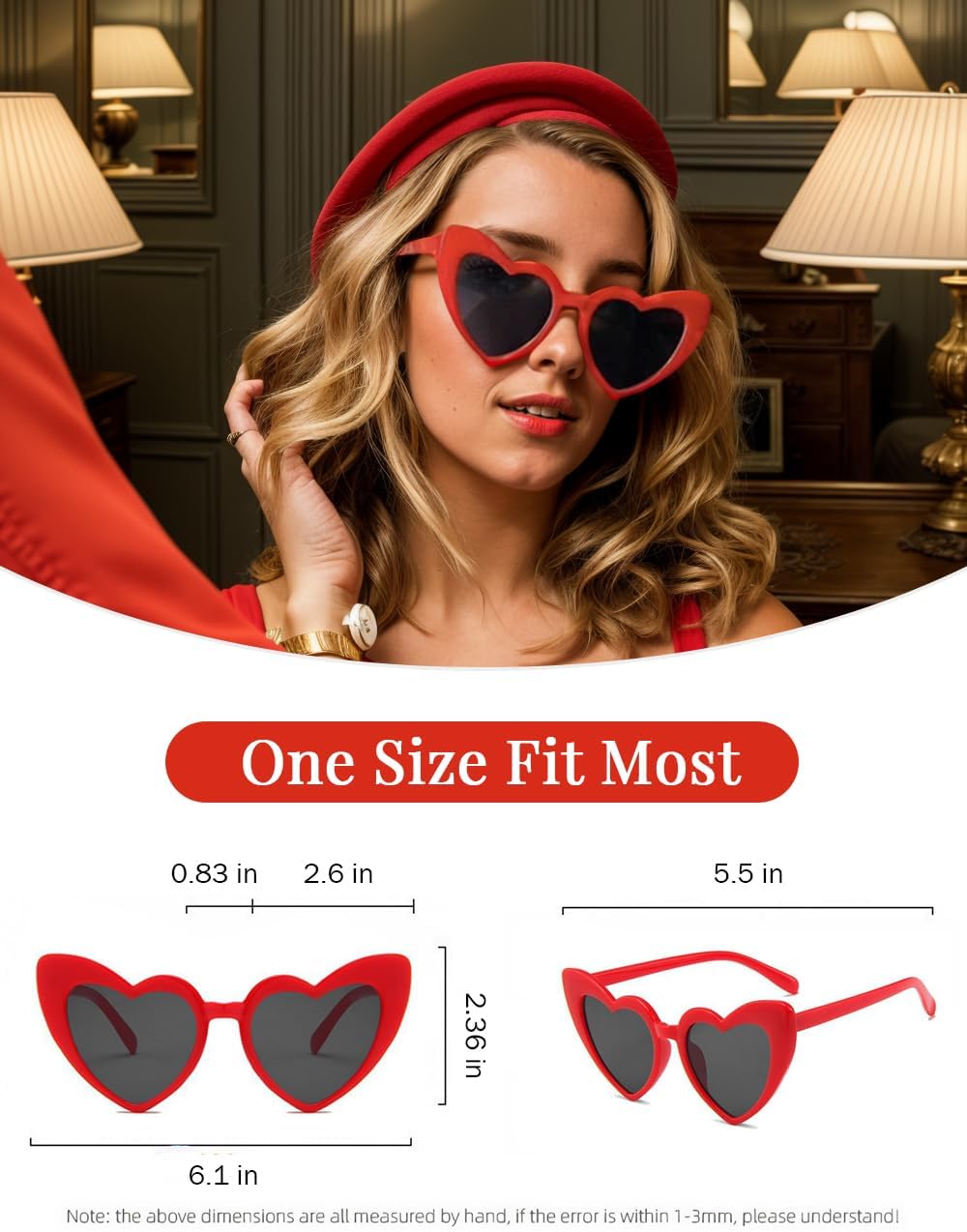 8 Pack Heart Sunglasses Vintage Cat Eye Heart Glasses Retro Bachelorette Bride Sunglasses Bulk for Women