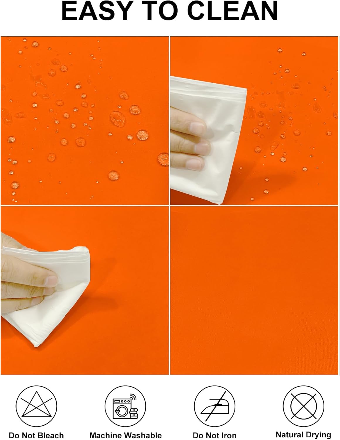 Fokitut 2 Pack Waterproof Round Tablecloth, 70 Inch, Stain Resistant and Wrinkle Polyester Table Cloth, Fabric Table Cover for Kitchen Dining, Wedding, Party, Holiday Dinner-Orange