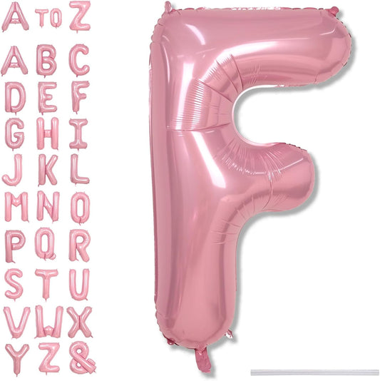 Giant Alphabet F Foil Letter Balloon, Pastel Pink Inflatable Word Balloons F Letter Birthday Decor, 40 Inch Baby Pink A-Z Custom Alphabet Balloons for Girls Baby Shower Party Decoration Supplies
