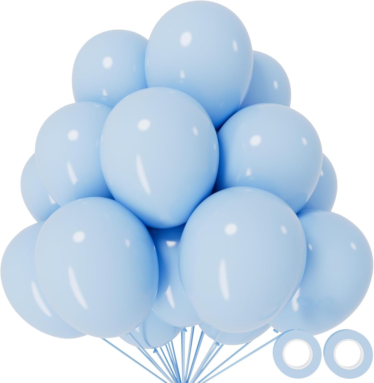 110pcs Pastel Blue Balloon 12 Inch, Pastel Blue Latex Balloons for Birthday Party Baby Shower Wedding(with 2 Ribbons).