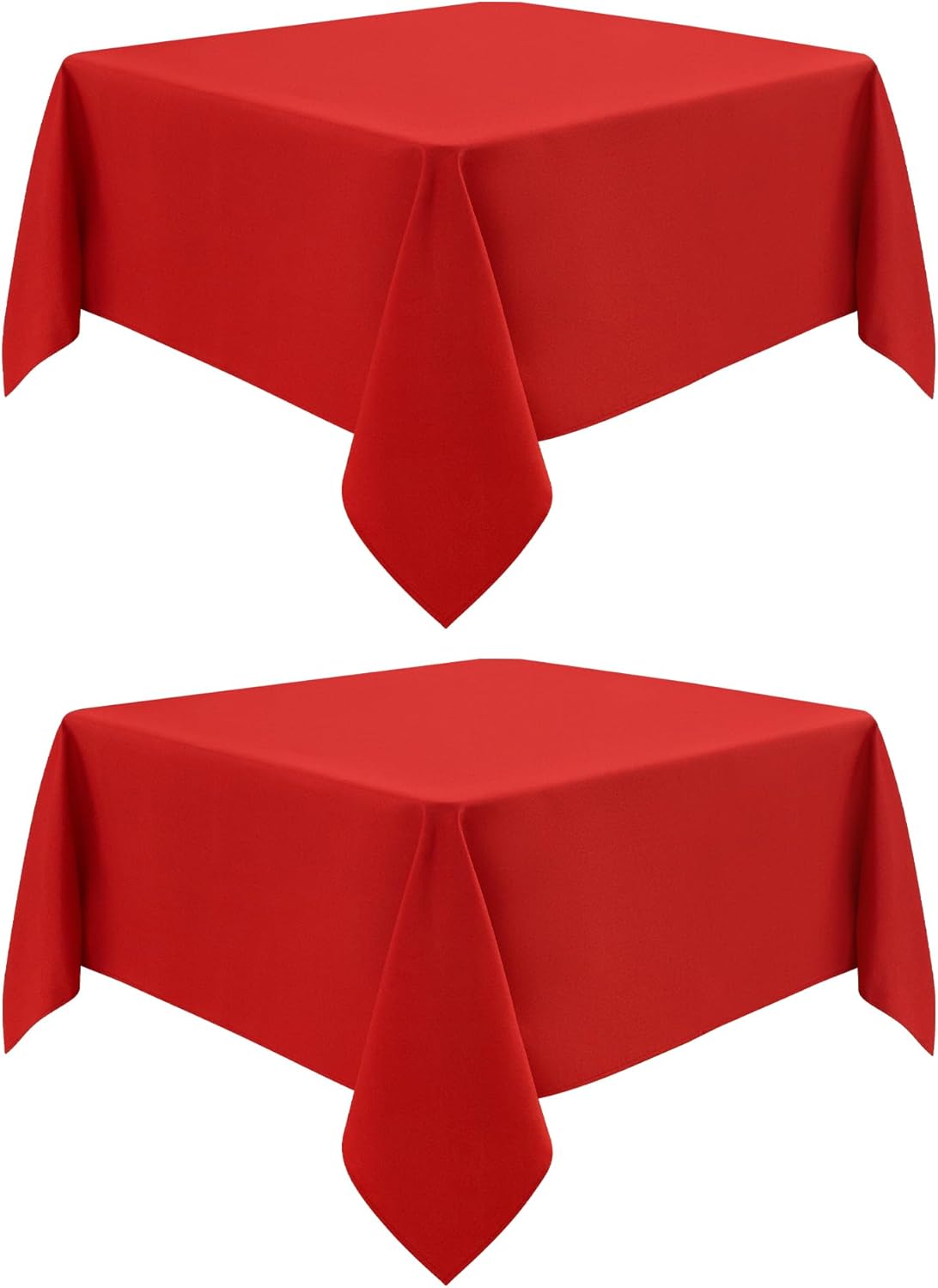 2 Pack Square Table Cloth 52X52 Inch Red Washable Fabric Tablecloth Polyester Solid Dining Table Cover for Birthday Party Dinner Holiday Outdoor Indoor