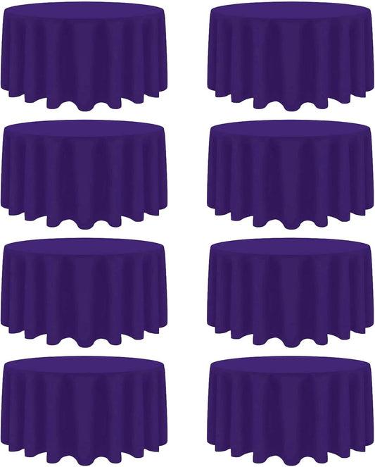 8 Pack Purple Round Tablecloth 90 Inch Stain and Wrinkle Resistant Round Purple Table Cloth Reusable and Washable Polyester Fabric Table Covers for Buffet Wedding Party and Banquet