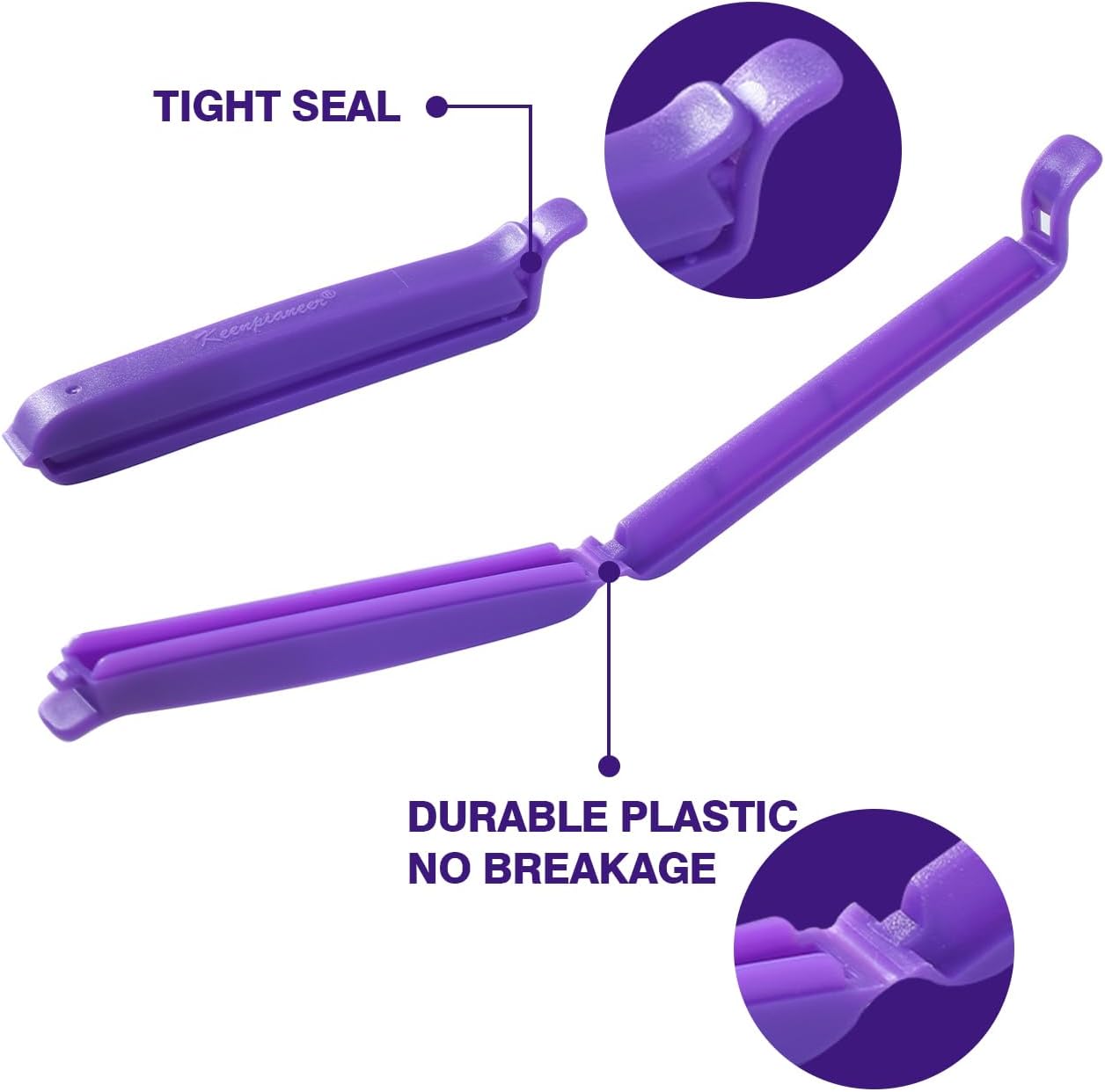 Keenpioneer Decorating/Icing Bag Sealing Clips, 60 Pack, Multipurpose for Food and Snack Storage, 3inch, 4inch and 6inch long