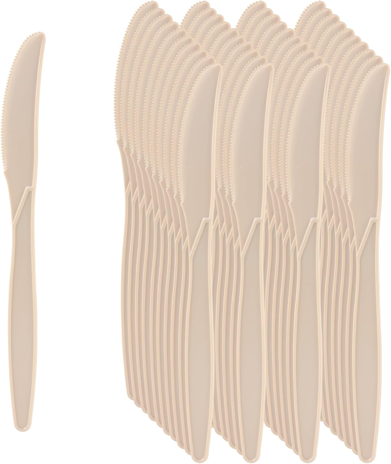100% Compostable Knives 50 Count,Disposable Knives No Plastic Knives Heavy Duty Silverware, BPA-Free Cutlery Flatware Utensils Ecofriendly,Light Brown