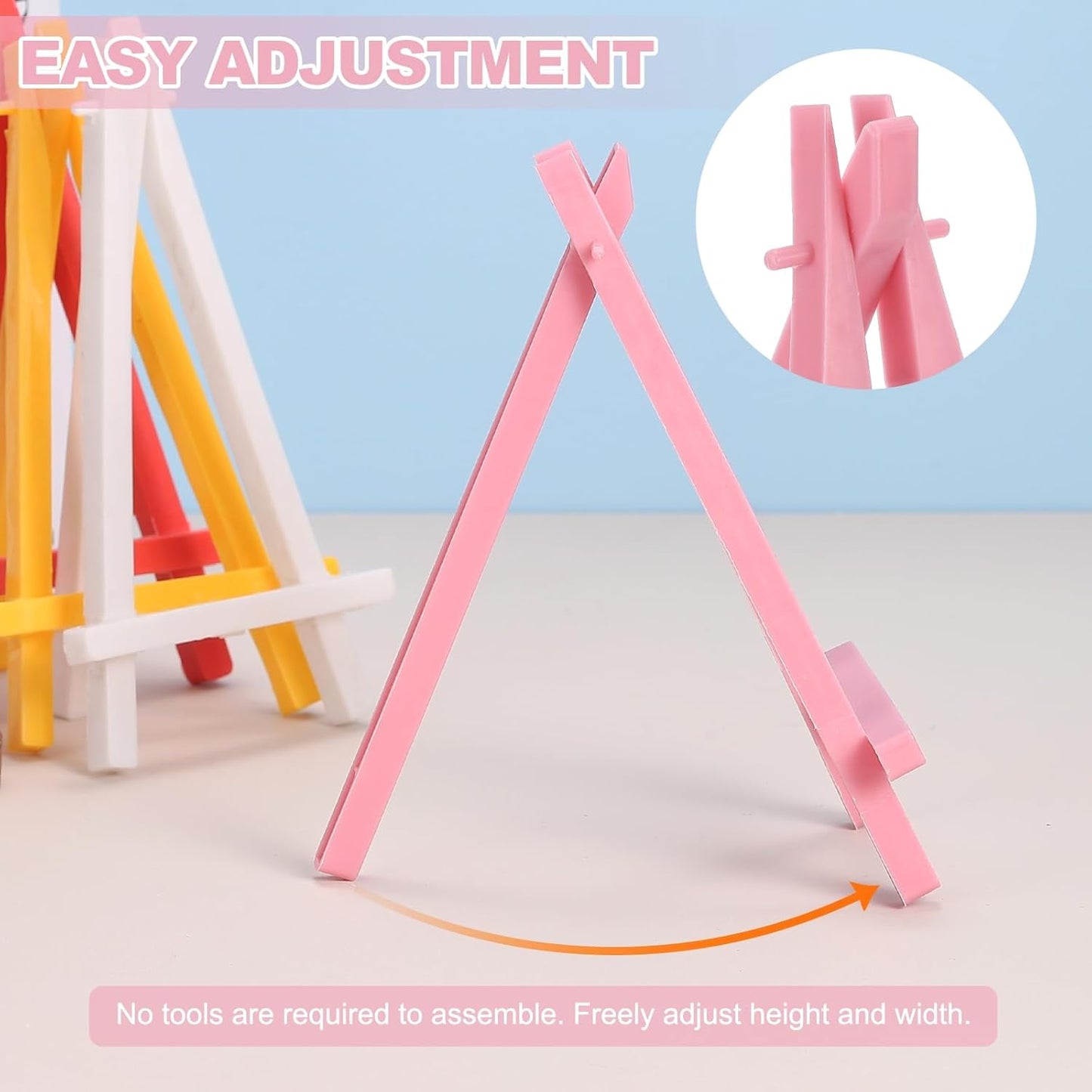 MECCANIXITY Mini Plastic Display Easels, 6.3"x3.4"A-Frame Plastic Painting Tabletop Easels Holder Stand for Photos Cards Artists Beginners Displaying Small Canvases Art(Pack of 12, Red)