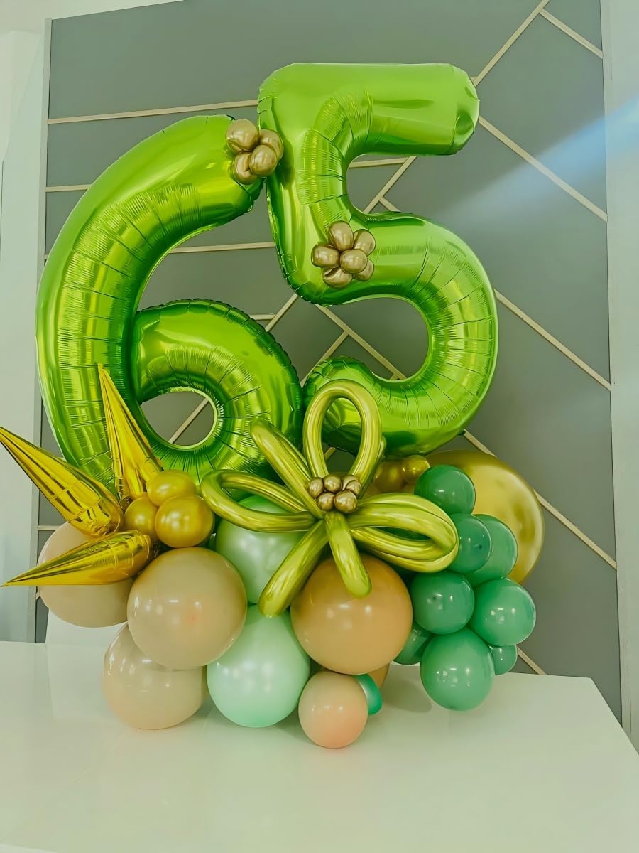 Large Light Green 40 Inch Birthday Number 5 Balloon, Light Green Five 5th 15 25 35 50 55 Birthday Anniversary Celebration Decorations, Foil Mylar Helium Numbers 5 Balloons Girl Boy Party Supplies
