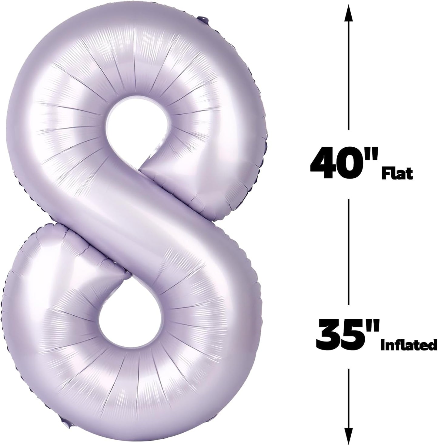 Helium Foil Lilac Number 8 Balloon 40 Inch, Mylar Eight Numbers 8 18 28 38 48 58 80 88 Birthday Balloons, Lavender Women Men Anniversary Graduations Party Supplies