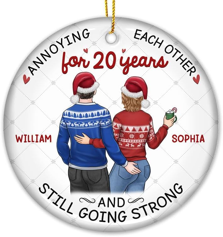 Pawfect House Congratulations to My Man Personalized Ceramic Christmas Ornaments, Christmas Anniversary Wedding Gifts for Couples, Husband, Wife, Xmas Decorations, Hanging Decor, Housewarming Gifts
