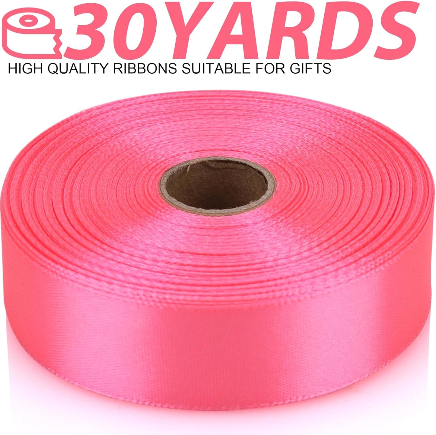 Pink Ribbon 7/8 Inch 30 Yards Satin Craft Ribbon-Single Face Polyester Ribbon for Handmade Roses,Gift Wrapping,Timeless Flower,Bouquets,Wedding and Party Decoration