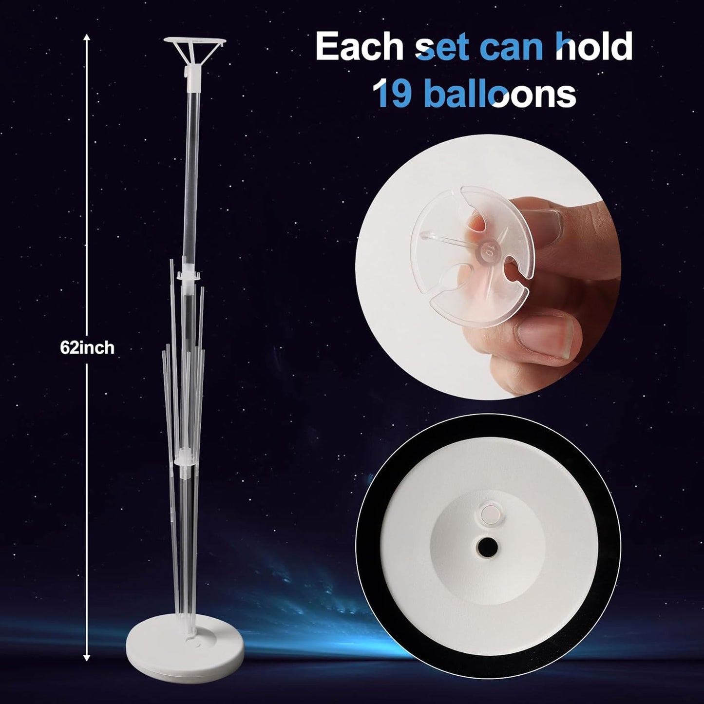 2 Sets 62in Balloon Stand Kit, Balloon Holder on Floor and Table, Balloon Sticker Party Decoration for Wedding Birthday Graduation Baby Shower