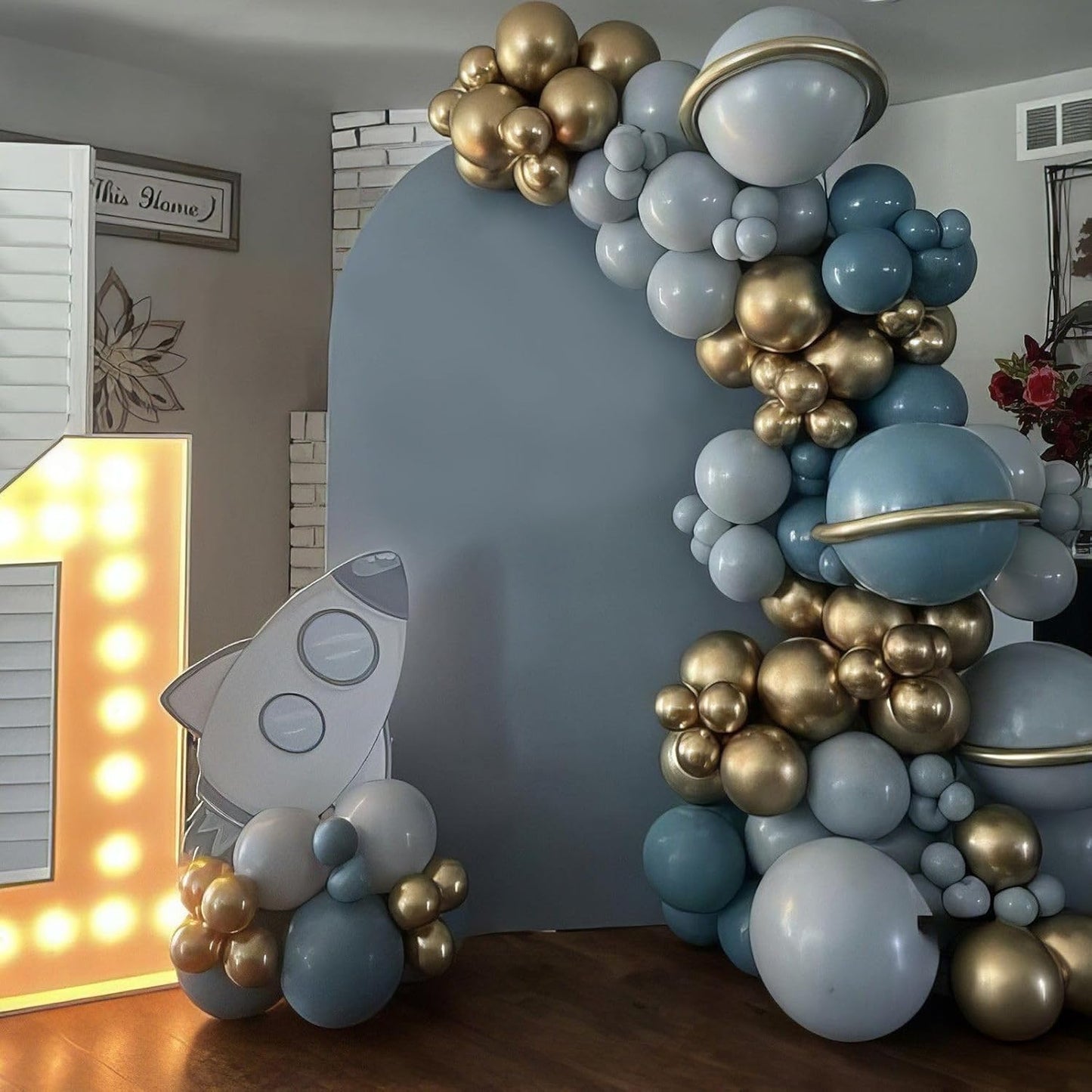 Dusty Blue Green Balloon, Sage Green and Retro Blue Balloons, Sand White Metallic Gold Sea Balloons for Women Men Boho Birthday Wedding Baby Shower Jungle Safari Wild Party Decorations