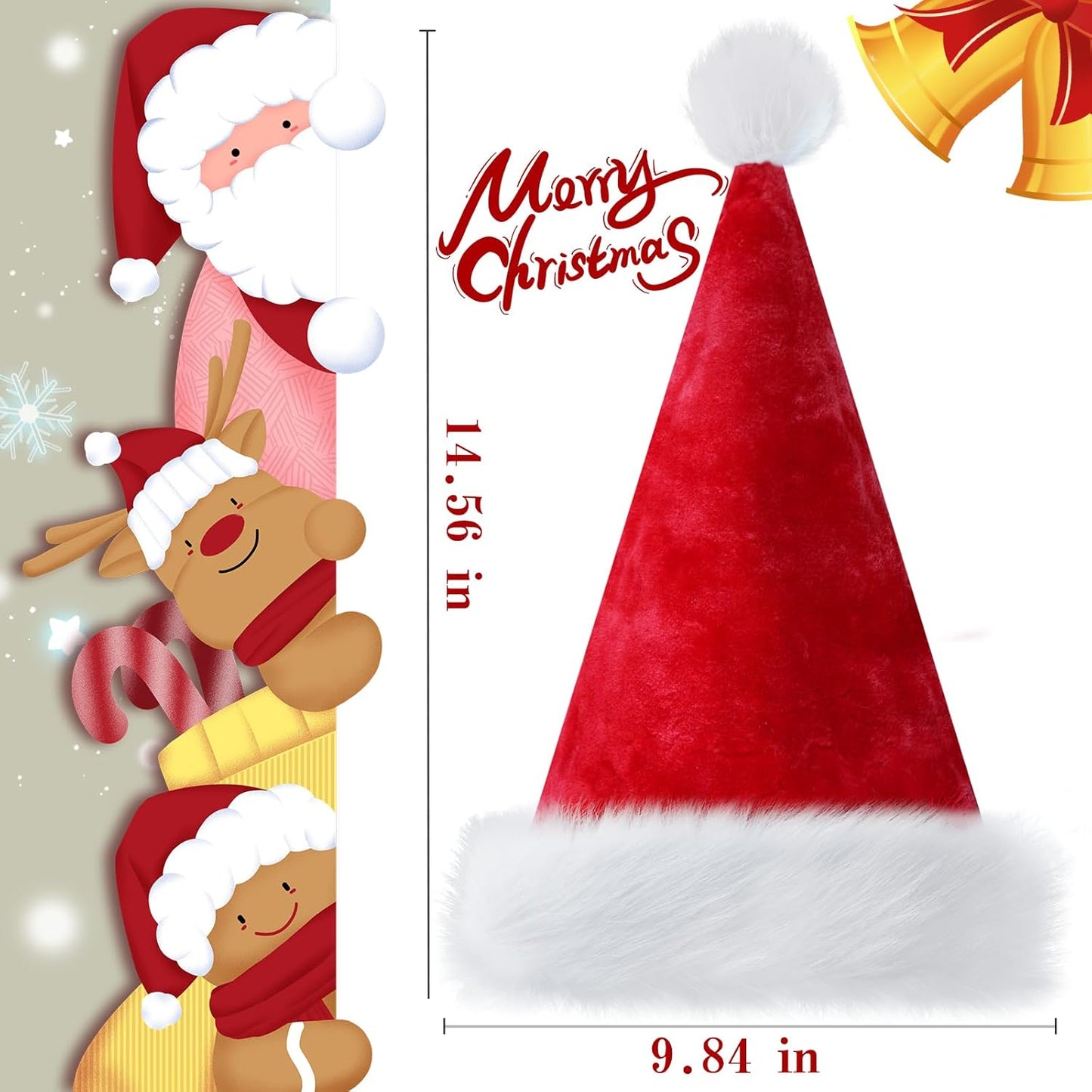 Christmas Hats, Santa Hat for Kids/Baby Unisex Warm Comfort Red Velvet Holiday Xmas Hat for New Year Festive Party Decoration