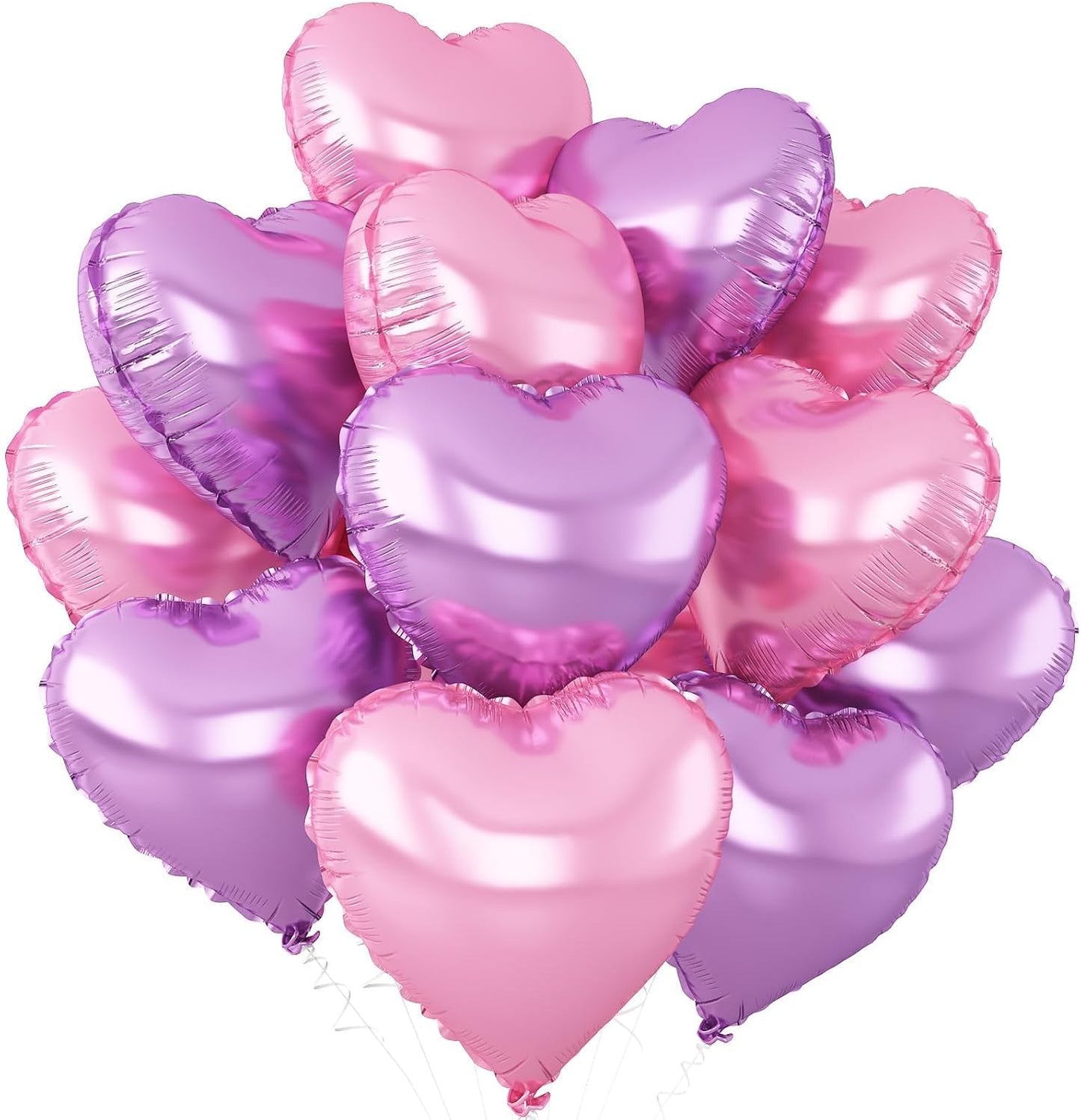 Pink Purple Heart Balloons,12Pcs Light Pink Heart Shaped Foil Balloons,18Inch Purple Pink Helium Polyester Film Balloon for Baby Shower Birthday Anniversary Wedding Party Decorations