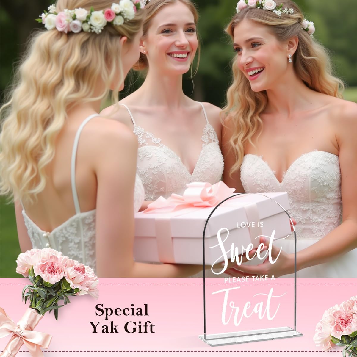 Wedding Signs, Love is Sweet Sign for Dessert Table, Wedding Decorations for Ceremony,Arch Acrylic Table Top Sign for Wedding Reception and Event Party,5x7 Inch Bridal Shower Decor (White)