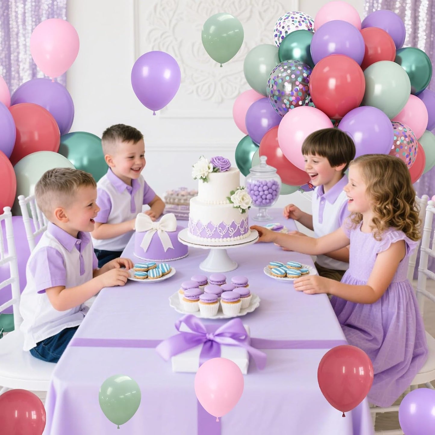 Pink Purple Green Balloons for Mermaid Magic Birthday Party Decorations Under The Sea 60PCS 12INCH Pastel Pink Teal Metallic Sage Green Helium Latex Balloon Confetti Balloons for Arch Baby Shower