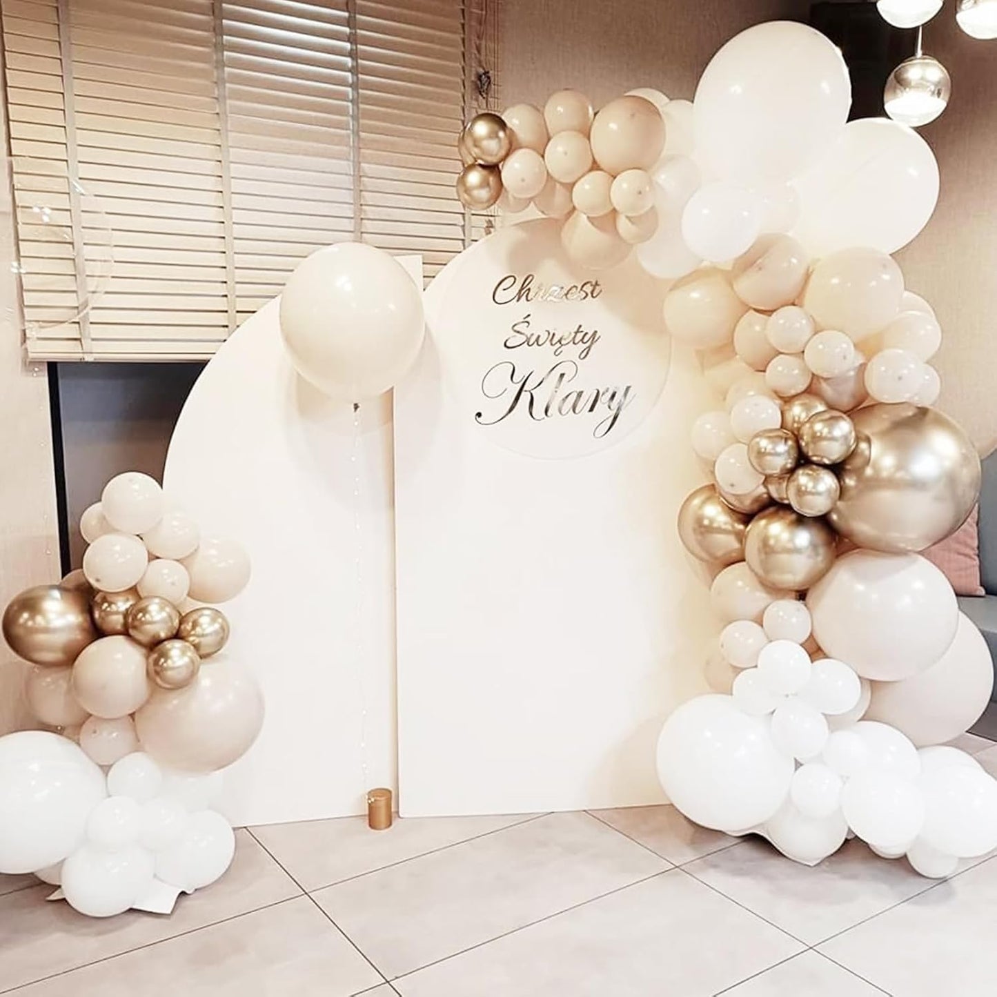 90pack White Sand Balloons Different Size 18/12/10/5 Inch Sand White Balloon Garland Arch Kit for Wedding, Bridal, Baby Shower, Birthday, Graduation, Anniversary, Bachelorette Decorations