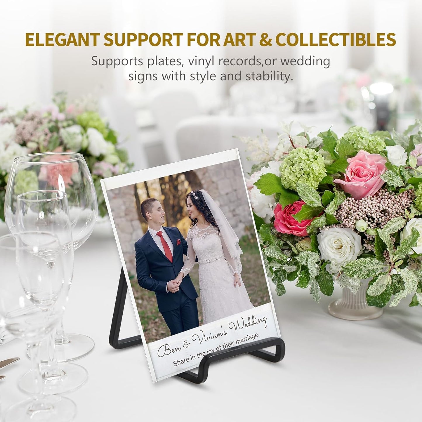 Plate Holder Easel Display Stand - 4.5 inch Metal Plate Stands for Display - Tabletop Picture Stand - Black Iron Easels for Display Pictures | Photo Frames | Book | Decorative Plates | Plaque - 4 Pack