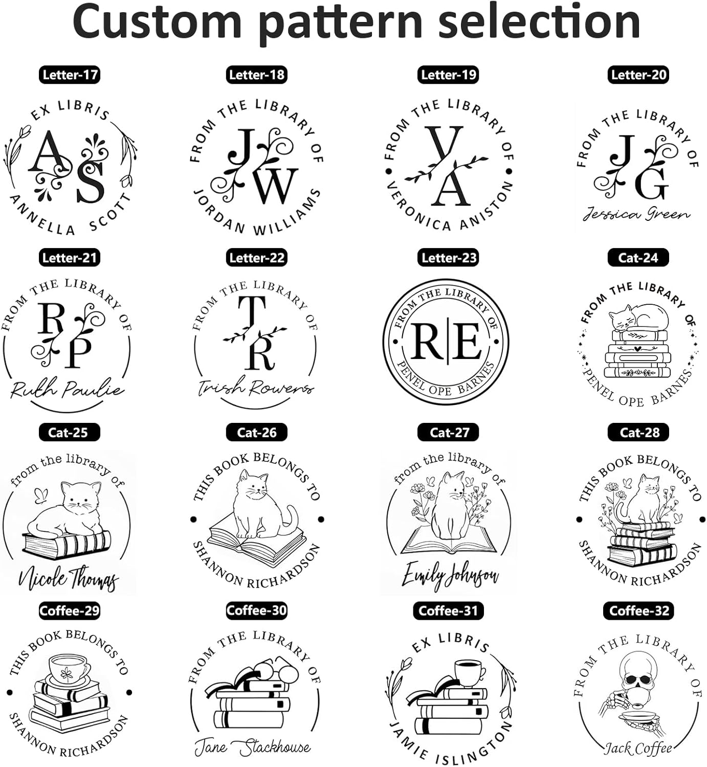Personalized Book Embosser - Custom Ex Libris Stamp for Bookplates, Library & Home Collections, Embossing Tool Gifts for Book Lovers, Readers (Letter-13)