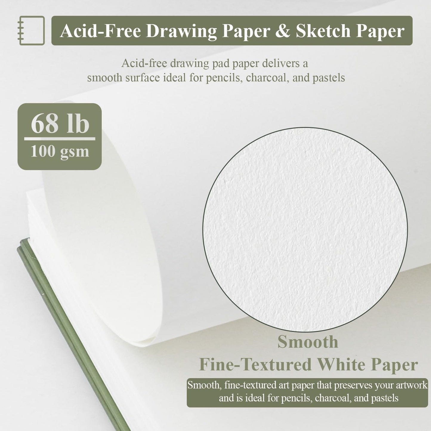 Sketch Book 5.5 X 8.5 inch, Artist Sketch Pad (Pack of 3), 300 Sheets (68lb/100gsm) Spiral Bound Sketchbook, 100 Sheets Each, Acid Free Drawing Paper, Suitable for Adults & Teens