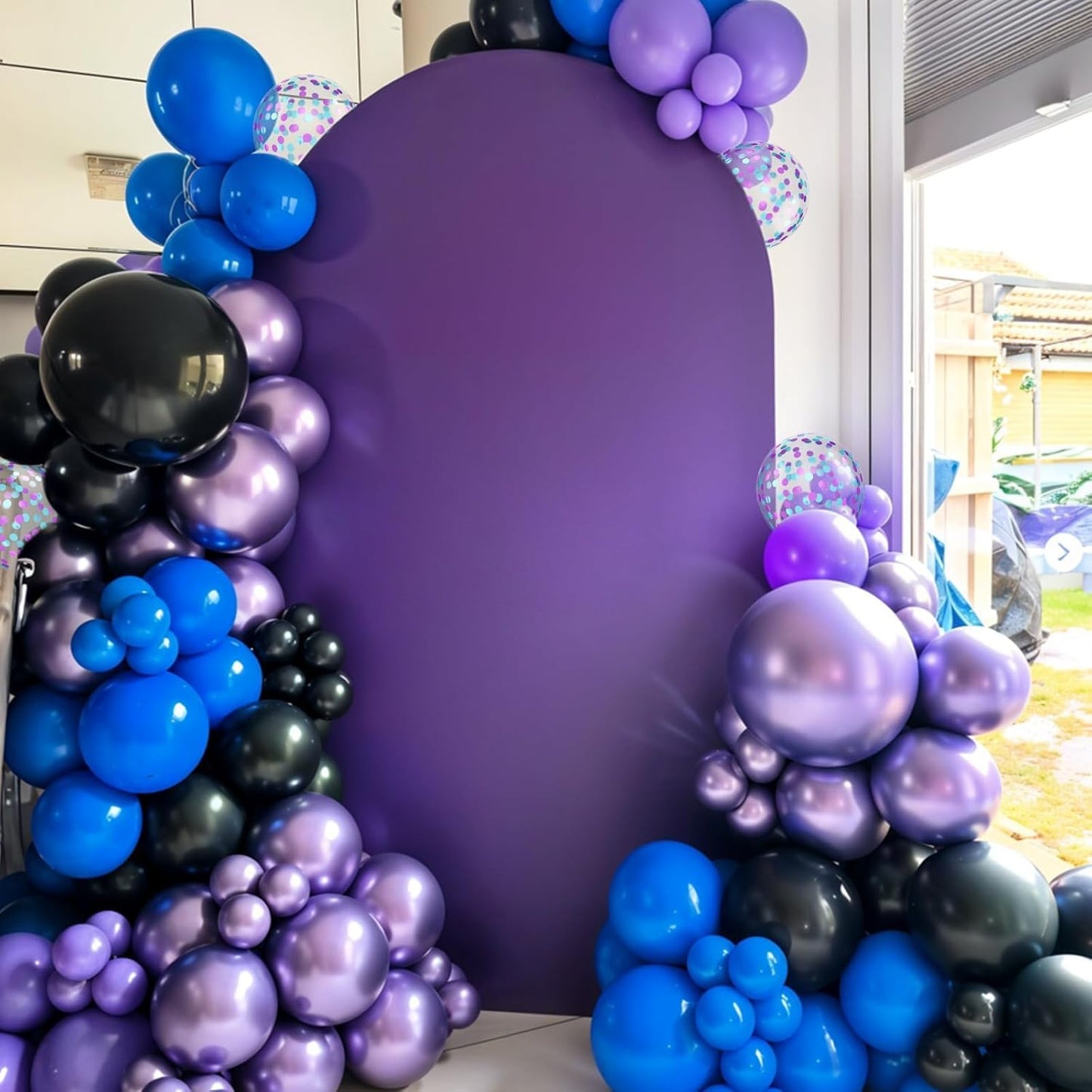 Black Purple Blue Balloons, 12 Inch Metallic Blue Dark Purple Blue Black Confetti Balloons for Girl Party Baby Shower Engagement Party Decorations