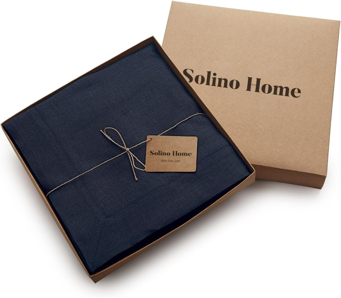 Solino Home Navy Blue Linen Tablecloth 60 x 144 Inch - 100% Pure Linen Table Cloth for Rectangle Tables - Fete, Machine Washable Tablecloth for Fall, Autumn, Thanksgiving, Christmas, Holiday