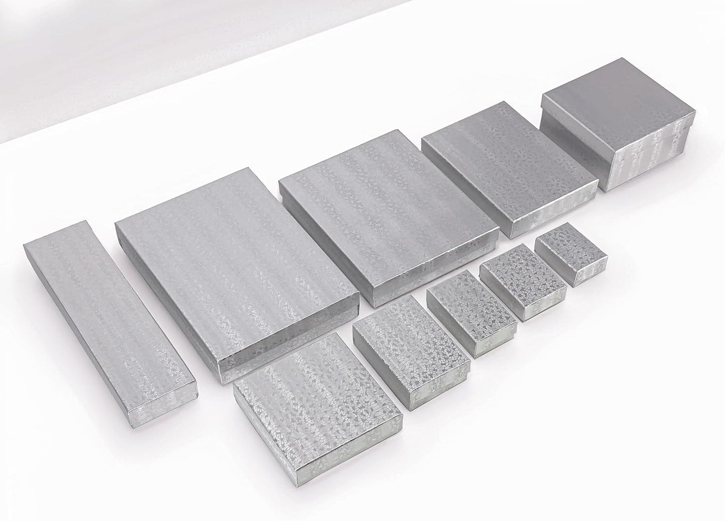 TheDisplayGuys - 25-Pack #53 Kraft Paper Cardboard Gift Boxes/Jewelry Cases w. Cotton Padding & Lid - Silver Foil - (5.4" x 3.9" x 1.0")