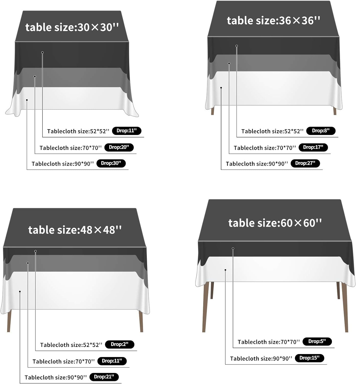 Cupuamon Square Tablecloth 90x90 inch Washable Polyester Fabric Table Cloth for Wedding Party Dining Banquet Decoration（90x90,Caribbean Blue）