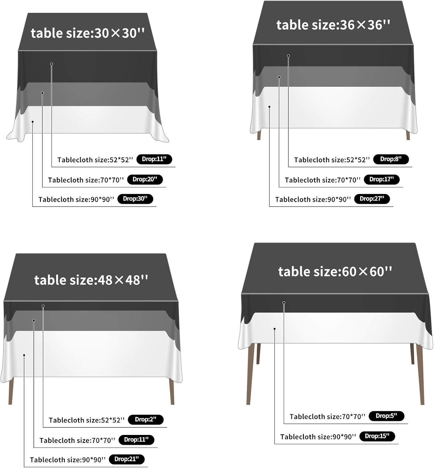 CupuamonSquare Tablecloth 70x70 inch Washable Polyester Fabric Table Cloth for Wedding Party Dining Banquet Decoration（70x70,Hunter）