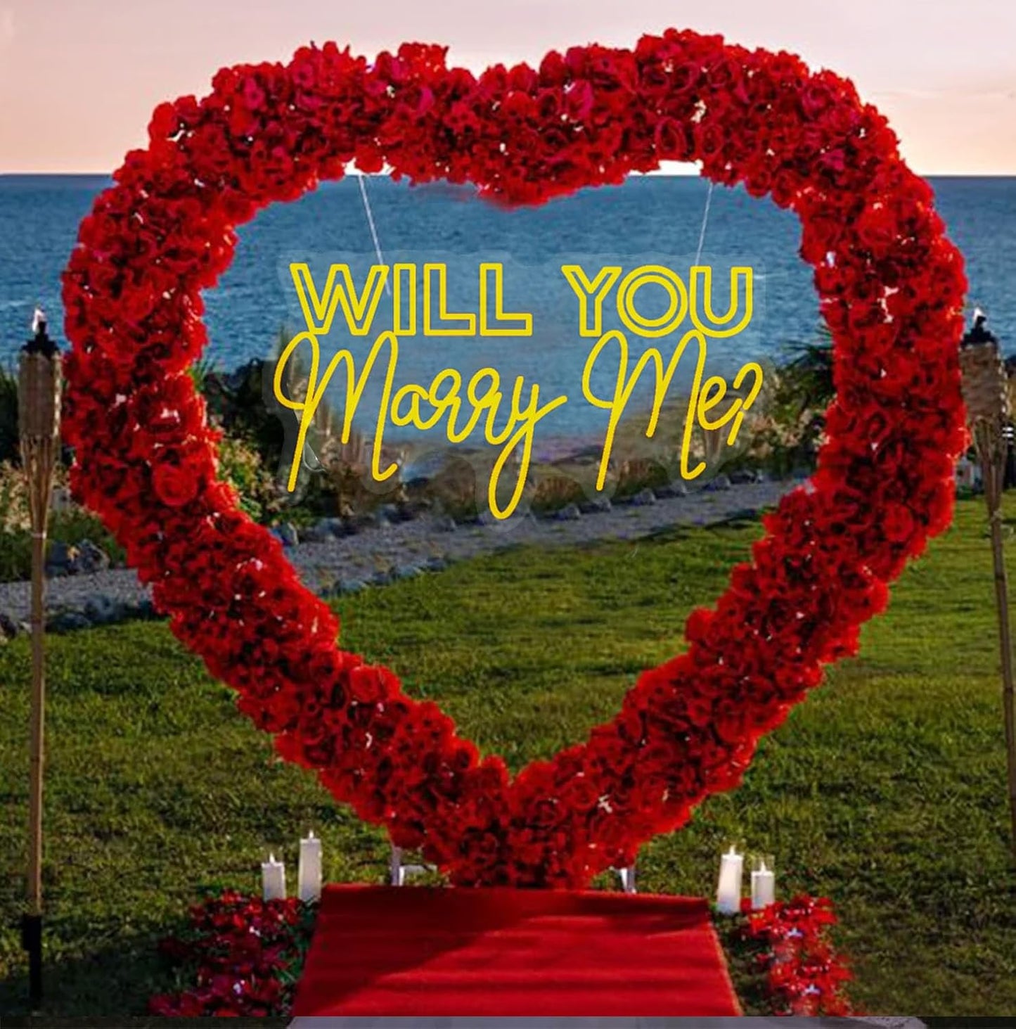 WILL YOU Marry Me? Neon Sign Custom Large Wedding Engagement Party Backdrop LED Neon Light Signs for Proposal Wedding Anniversary Valentine Engagement Bedroom Home Wall Decor. Size:27inch-Yellow