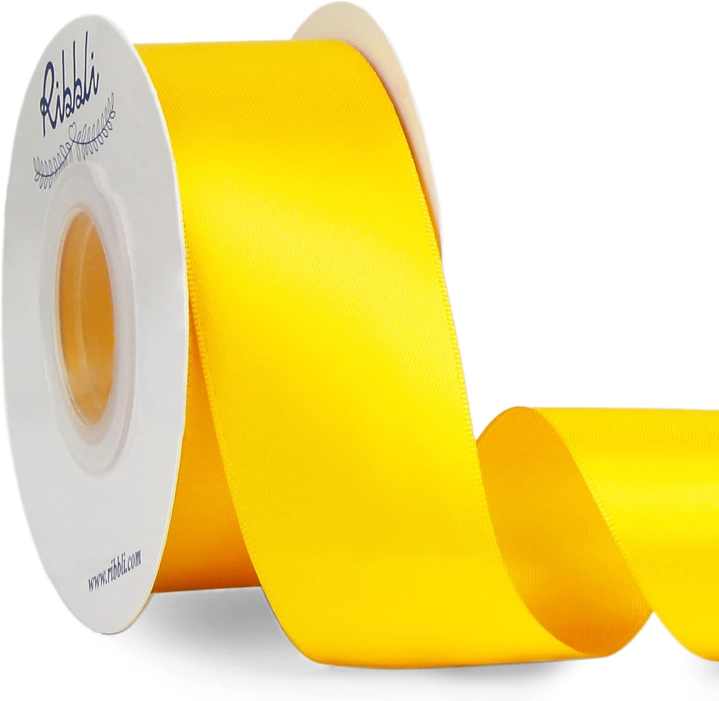 Ribbli Maize Yellow Double Faced Satin Ribbon,1-1/2” x Continuous 25 Yards,Use for Bows Bouquet,Gift Wrapping,Baby Shower,Floral Arrangement