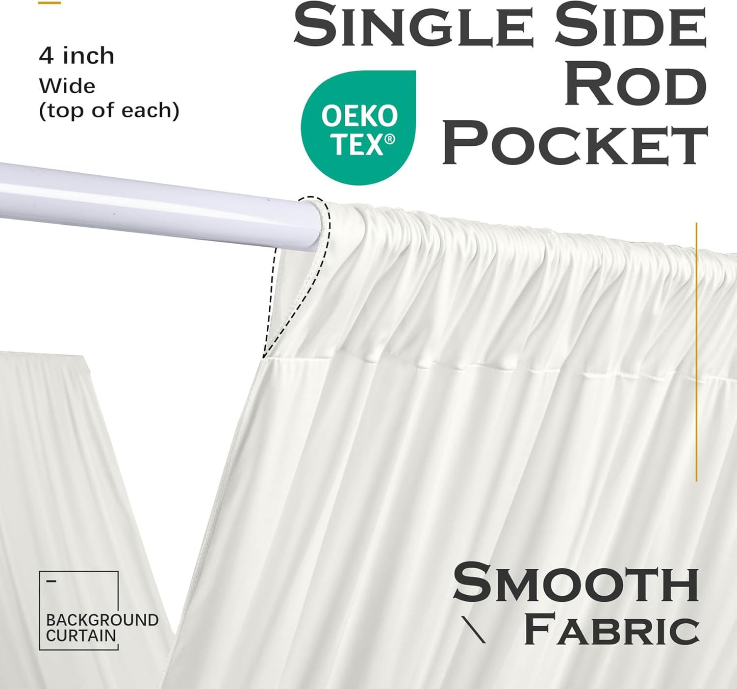 PartyVillage 20ftx40ft Ivory Ceiling Curtain for Wedding Parties – 4 Panels Wrinkle-Free 40 FT Long Tent Draping Curtains for Wedding, Birthday & Theme Parties, 40ft Height with Rod Pocket