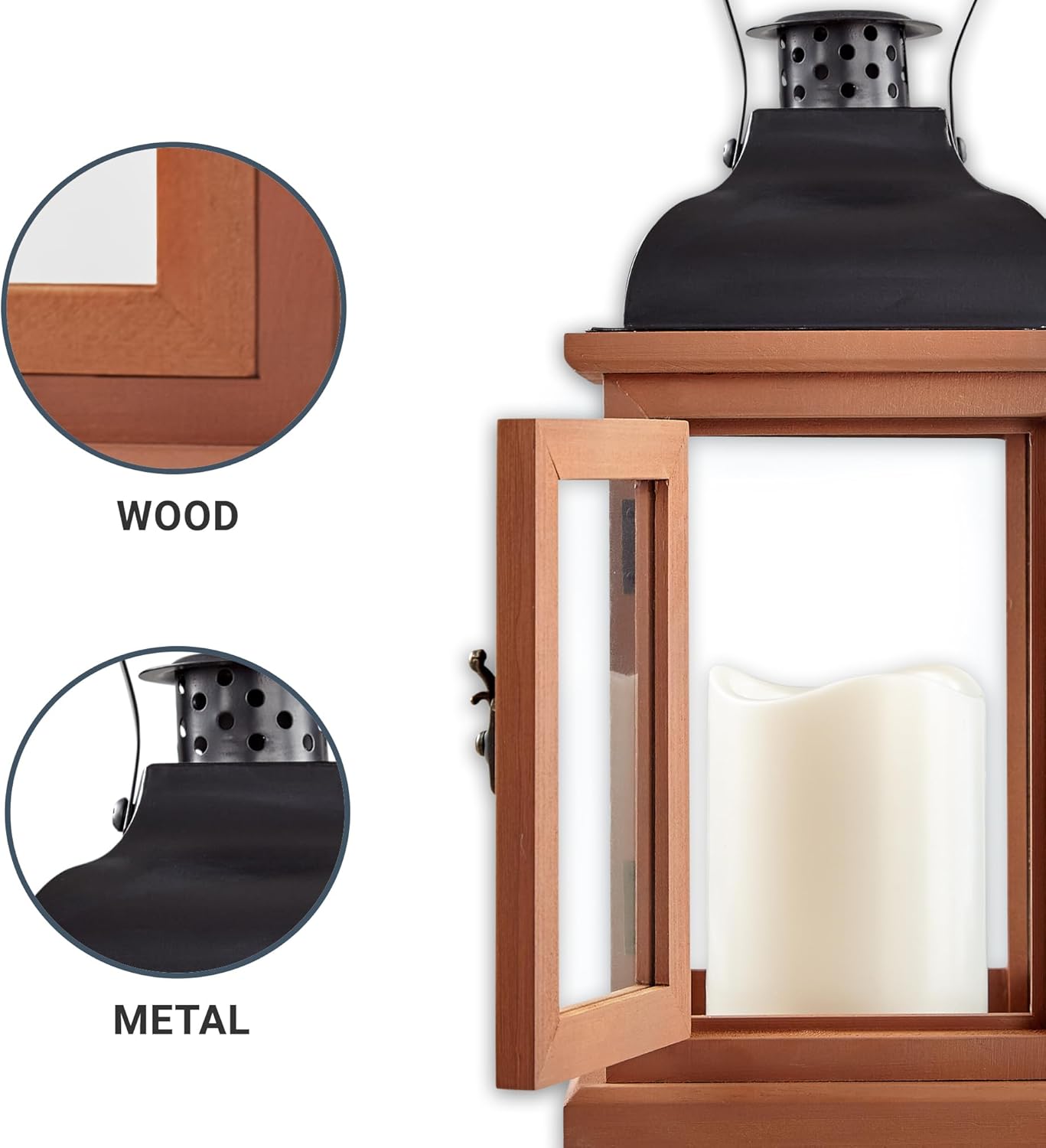 Let's Make Memories Personalized Memorial Lantern - Sympathy - Condolences - in Memory - LED Candle - Automatic Timer - Wood/Metal - in Our Hearts