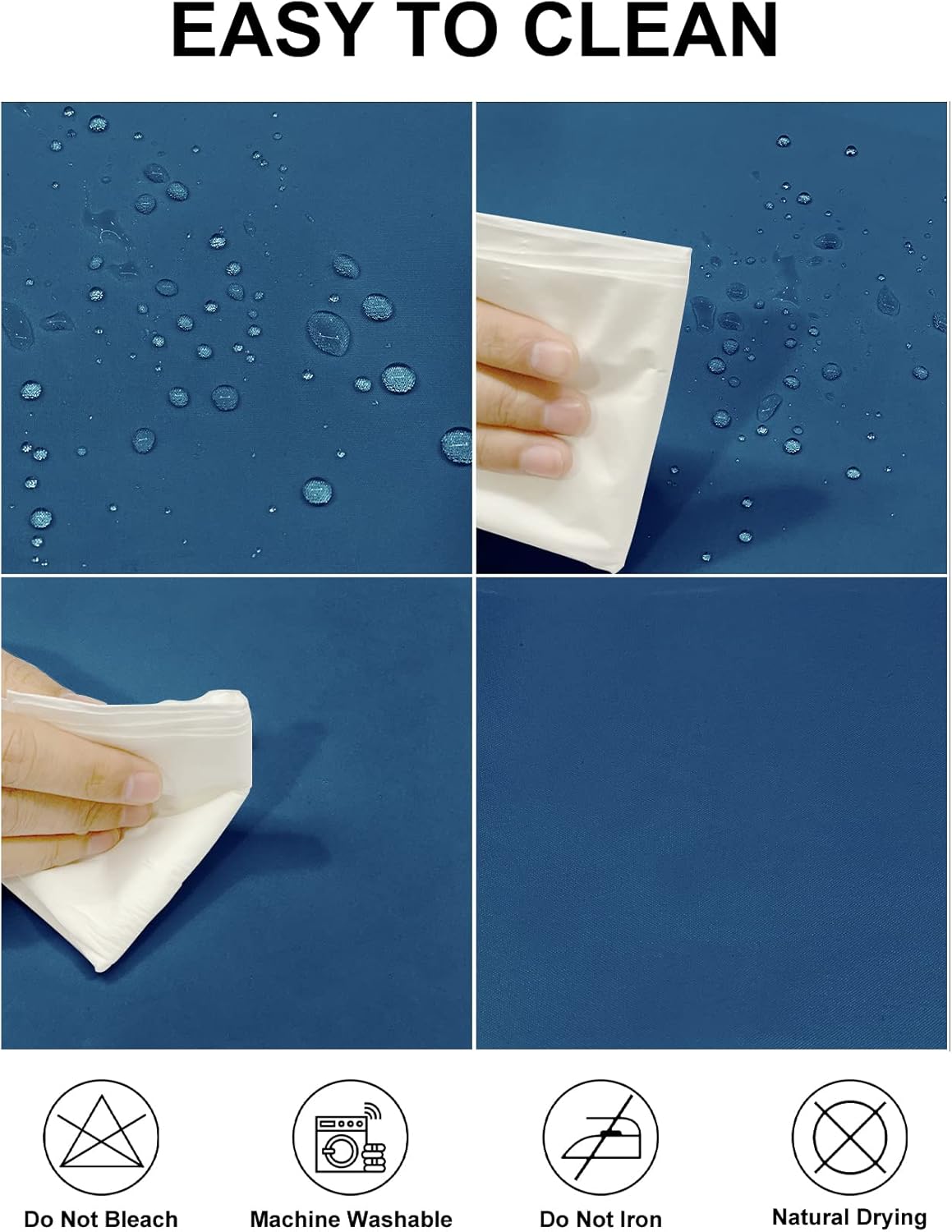 Fokitut 2 Pack Waterproof Rectangle Tablecloth, 60x102 Inch, Stain Resistant and Wrinkle Polyester Table Cloth, Fabric Table Cover for Kitchen Dining, Wedding, Party, Holiday Dinner-Mediterranean Blue