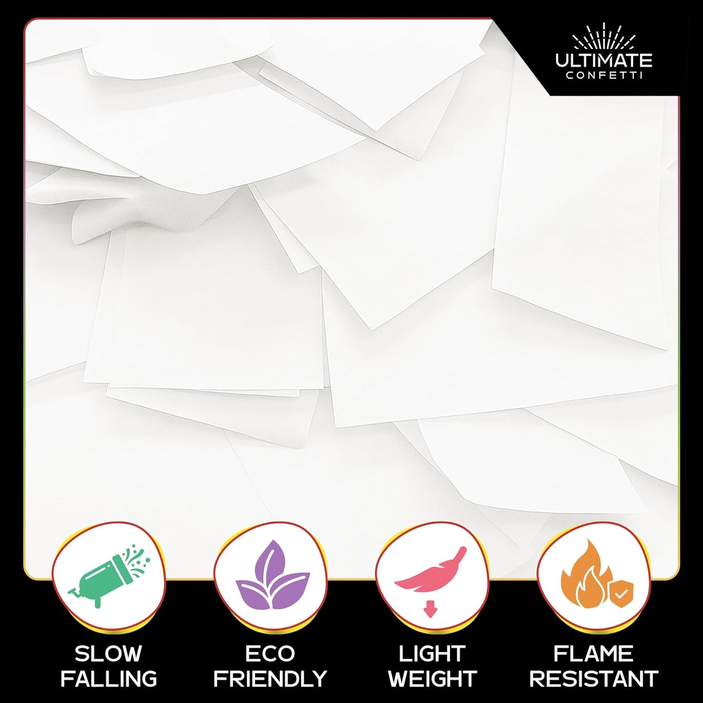 Ultimate Confetti, White Biodegradable Confetti - Rectangular Fluttering Tissue Paper Confetti for Cannon and Launcher use – Best for Gender Reveal, Parties, Concerts and Weddings - 20 lb, 320 oz