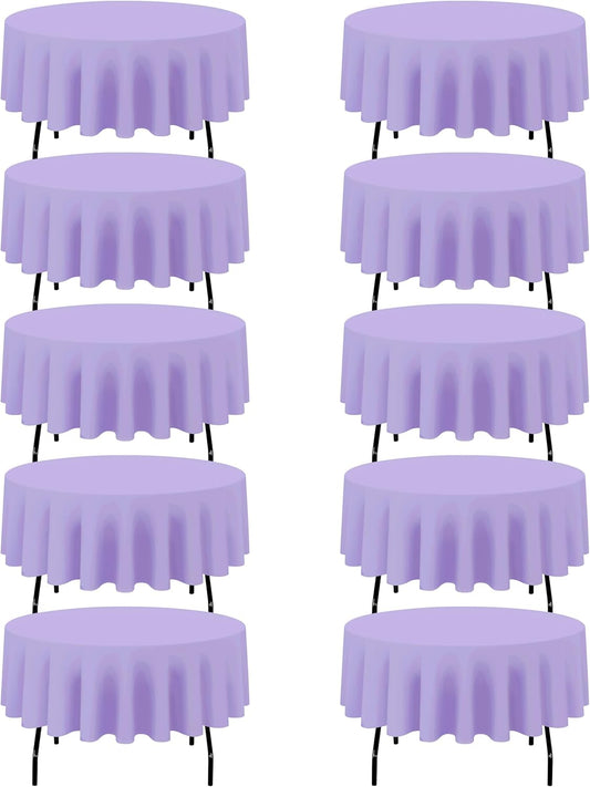 BRILLMAX 10 Pack Lavender Round Tablecloths 90 Inch - Circle Bulk Linen Polyester Fabric Washable Table Cloth Cover for Wedding Reception Banquet Birthday Party Buffet Restaurant