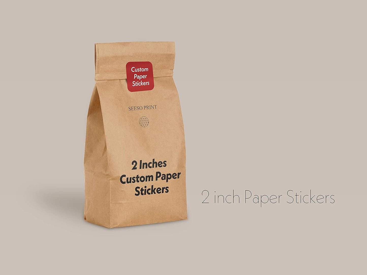 300 pcs Premium Custom Stickers Uncoated Paper 2 inch Square - Personalized Stickers for Businesses with Logo and Name