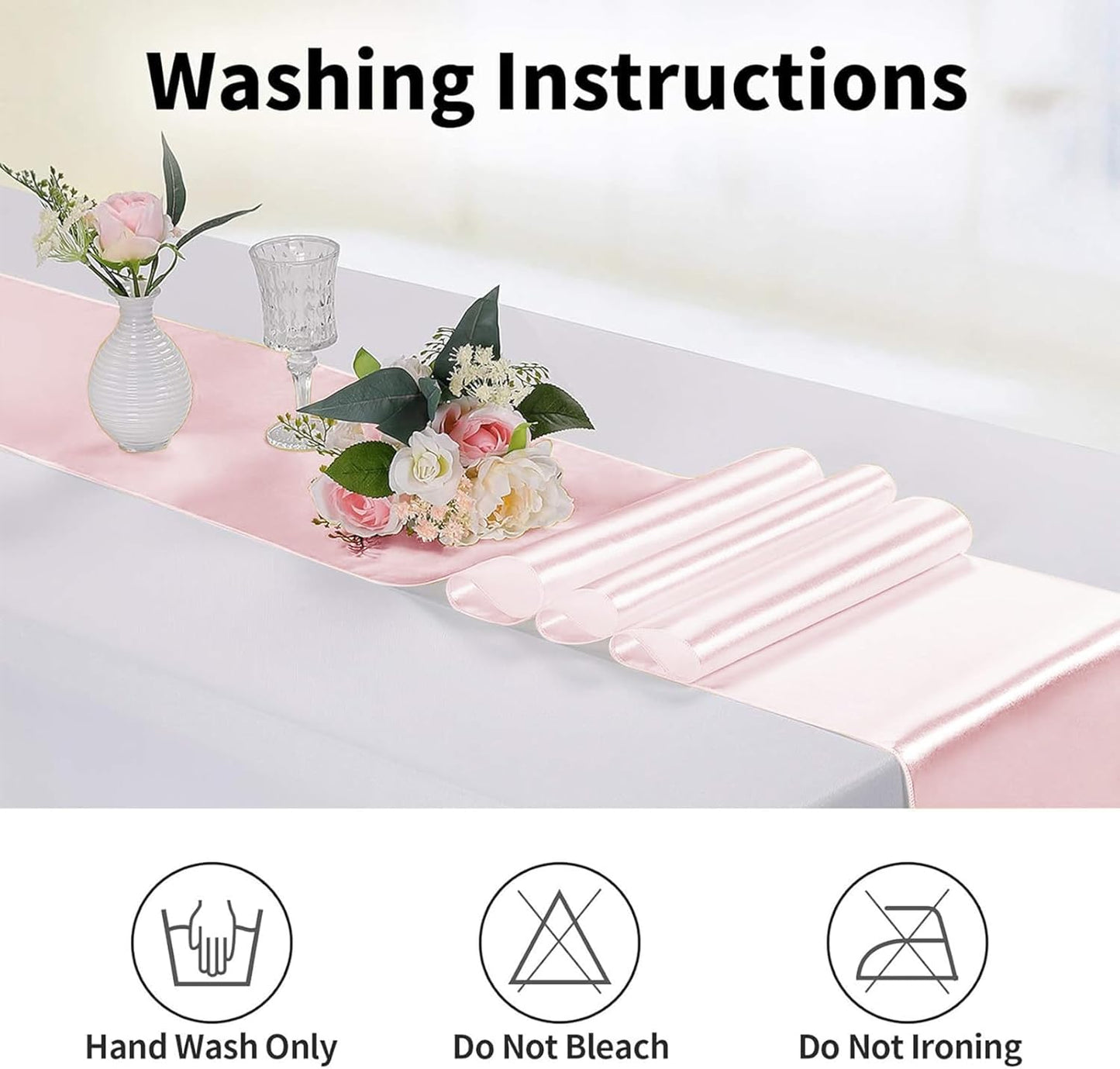 5-Pack Satin Table Runner Rose Gold 12 x 108 inches Long, Table Runners for Wedding, Birthday Parties, Banquets Decorations（5 Pack, 12x108 Inch, Rose Gold）