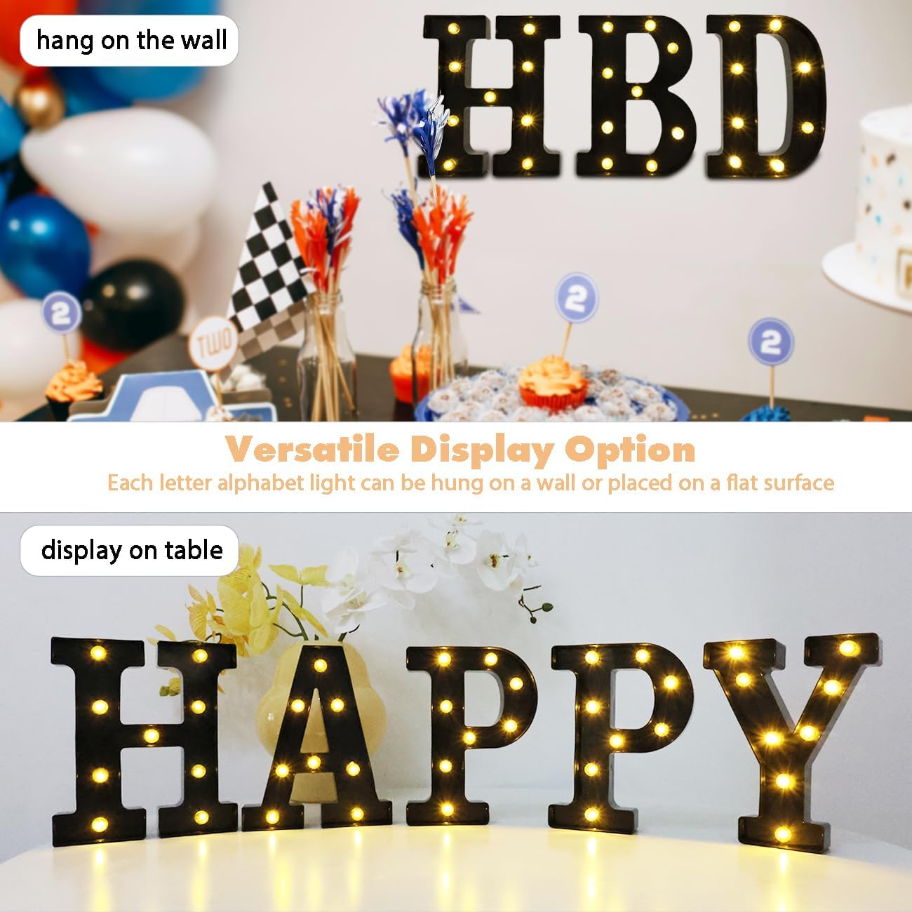 Led Marquee Letters, 8.58 Inch Black Light Up Letters, Small Led Letter Lights, Battery Powered Lighted Letterfor Table, Party, Birthday, Christmas Decor (Black, Letter I)