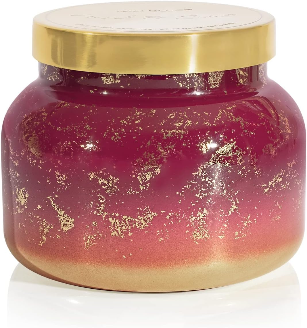 Capri Blue Glimmer Jar Candles - Luxury Holiday Scented Candles for Home - Long Lasting Soy Wax Blend - Scented Holiday & Home Decor - Tinsel & Spice Oversized Jar (28 oz)
