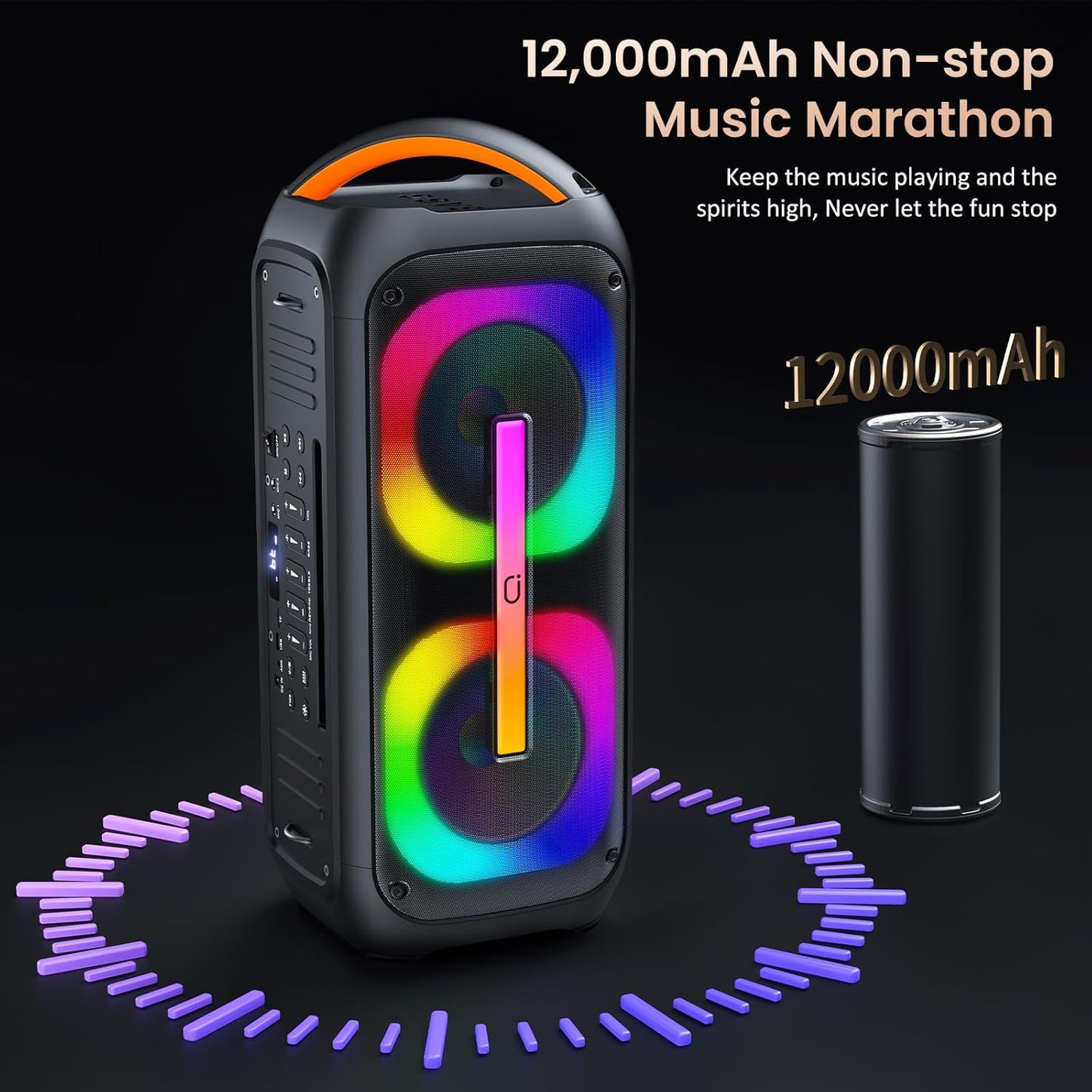 Karaoke Machine with 2 Wireless Microphones, 【Dual 60W 6.5"Subwoofer & 400W Peak】Big Loud Bluetooth Party Speaker with Disco Lights, Portable PA System with TWS Stereo Sound & Deep Bass, Gift for All