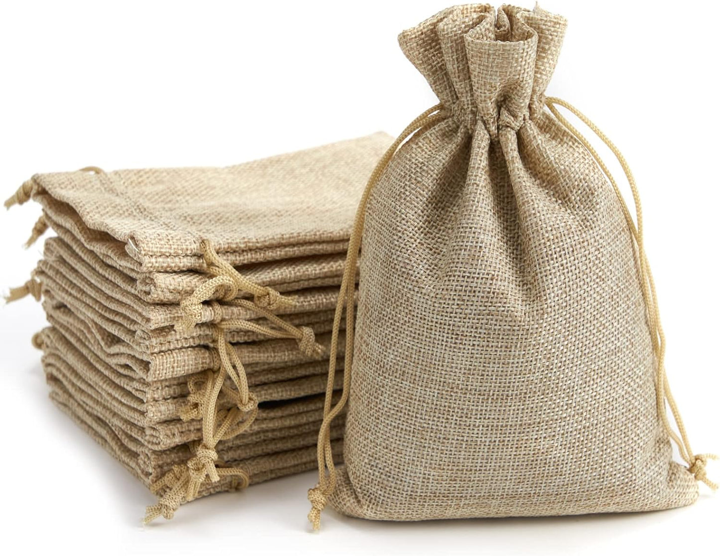 Tendwarm 20 Pcs 7.8x11.8 Inch Burlap Gift Bags with Drawstring Linen Jewelry Bag for Wedding Party Favors