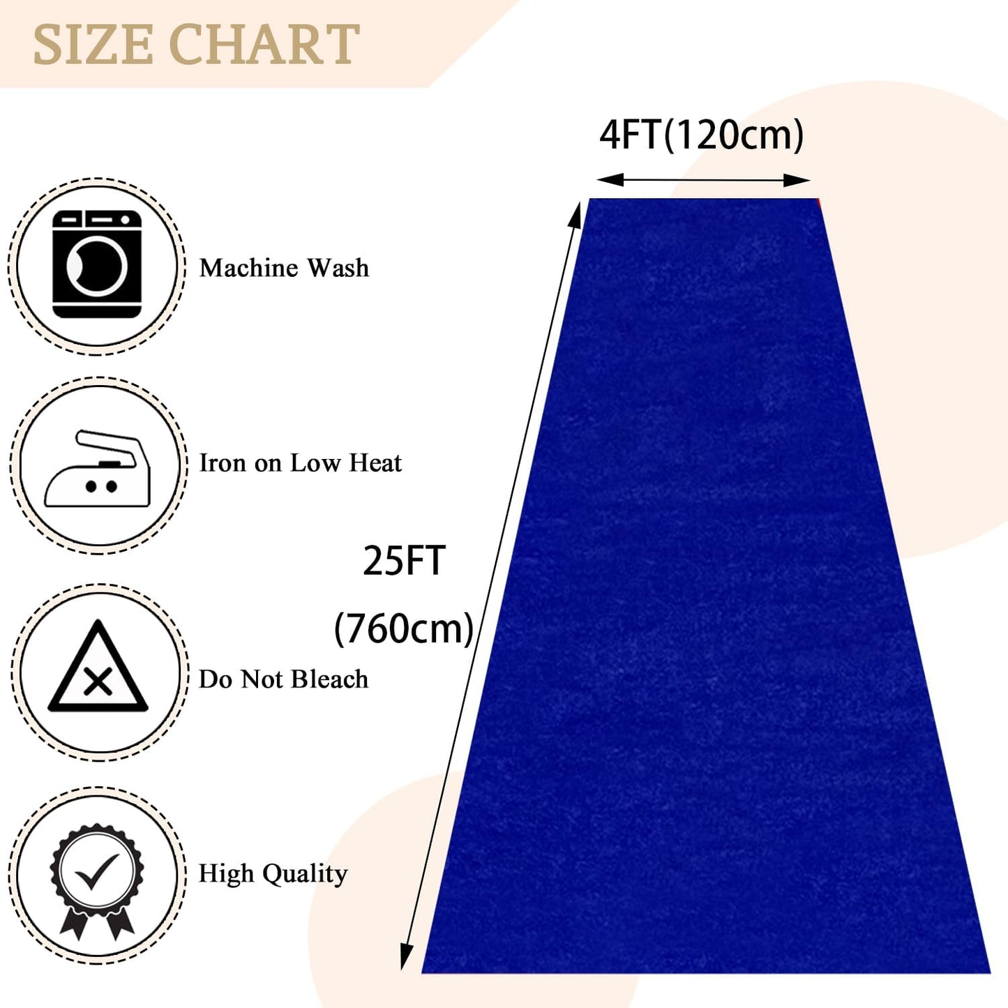 MODFUNS Royal Blue Aisle Runner Wedding Runner Aisle 4x25ft Velvet Fabric Carpet Runner for Party Aisle Rug with Carpet Tape Wedding Carpet Runway for Ceremony Banquet Celebration
