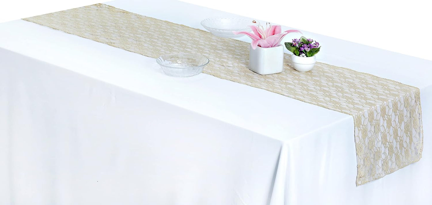 MDS Pack of 12 Wedding 12 x 108 inches Satin Table Runner for Wedding, Decorations for Birthday Parties, Banquets, Graduations, Engagements, Runners fit Rectangle, Round Table- Champagne Gold