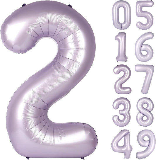 Lilac 40 Inch Big Number Balloon Birthday Decoration, Number 2 Helium Balloon 12 20 22 23 24 26 2026 New Years Celebration, Boy Girl Baby Anniversary Party Graduations Supplies Decorations