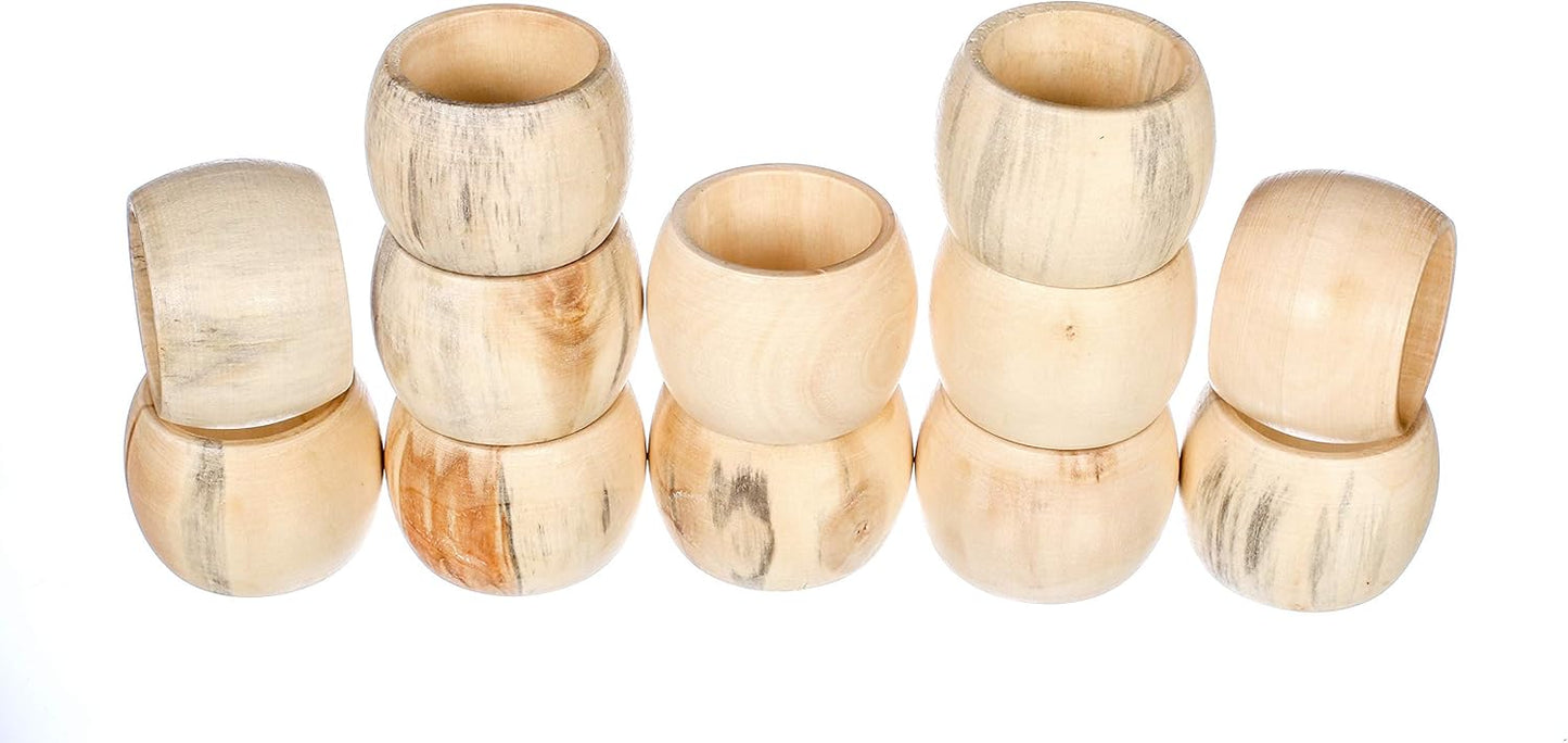 Wooden Napkin Rings Set of 12 - Handcrafted Napkin Holder for Dinner Table Decoration, Weddings, Home, Kitchen, Decor, Dinner, Parties, Every Day Use - Durable, Versatile (Cream)- CLEENTABLE