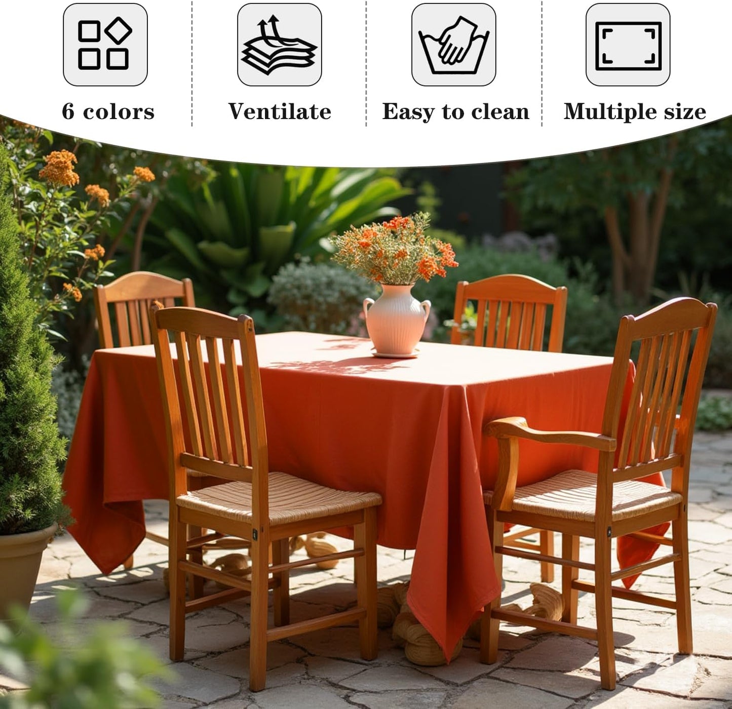 Fitable Rust Tablecloths for Rectangle Tables, 6 Pack - 70 x 120 Inches - Reusable and Washable Fall Table Clothes for 6-8 Ft Tables, Polyester Fabric Table Covers for Wedding, Party, Banquet